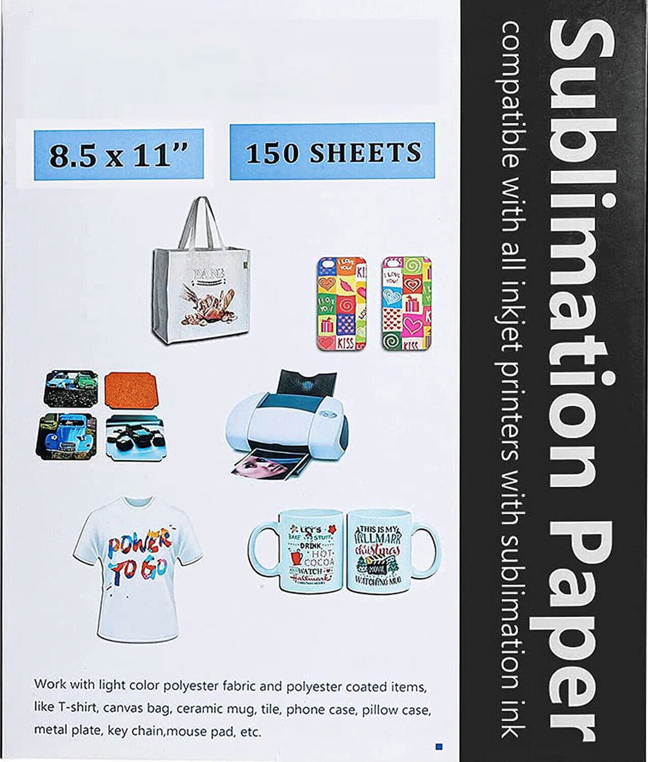HTVRONT Sublimation Paper 8.5 x 11 Inches - 150 Sheets 105g Excellent Ink  Release Sublimation Transfer Paper for Tumblers, Mugs, T-shirts