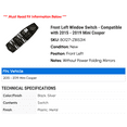 thumbnail image 2 of Front Left Window Switch - Compatible with 2015 - 2019 Mini Cooper 2016 2017 2018, 2 of 2