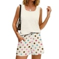 thumbnail image 5 of Two Piece Sets for Women Lounge Womens Short Sets Polka Dots Beach Vacation Sleeveless Square Neck Tank Tops and Shorts Womens Summer Outfits Beige XL, 5 of 8