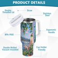 thumbnail image 2 of Yayeee 40oz Stainless Steel Tumbler with Straw and Handle Double-Wall Insulated Travel Water Bottle, Blue Floral Window, 2 of 8