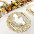 thumbnail image 4 of Gold Round Placemats for Dining Table Set of 6 Metallic Pressed Vinyl Circle Table Mats Wipeable Hollowout Place Mats (Line, Gold), 4 of 5
