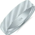 thumbnail image 3 of SZUL Men's Raised Wave Design 5MM Wedding Band in 10K White Gold, 3 of 4