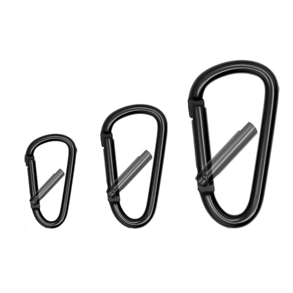 Black Aluminum D Shape Carabiner Clips Spring Gate Snap Hooks Lightweight Utility Carabiners for Backpack Camping Hiking Key Organizer 1.9"