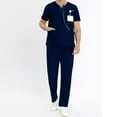 thumbnail image 4 of Stamzod Mens Scrub Sets Working Uniform Short Sleeve Blouse Jogger Scrub Long Pants Nursing Scrub Two-Piece Sets, 4 of 8