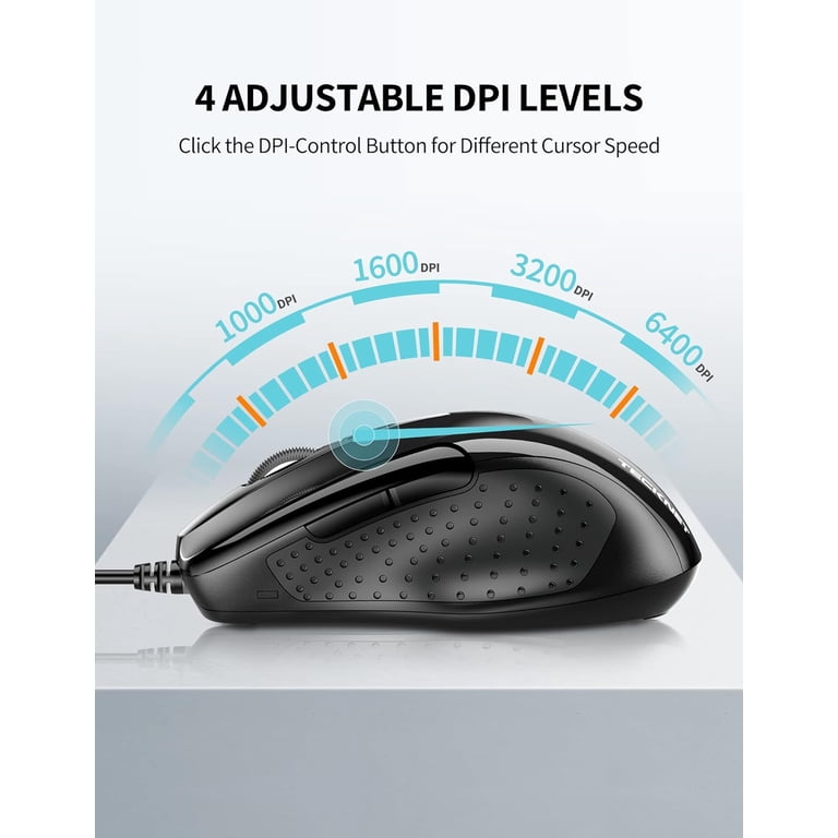Tecknet 6-Button Wired Mouse, Adjustable 4 DPI photo 4