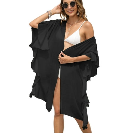 SHCKE Women s Cardigan Loose Cover Up Casual Blouse Tops Lightweight Summer Cardigan for Women Short Sleeve Bikini Cover Ups Beachwear Swimsuit