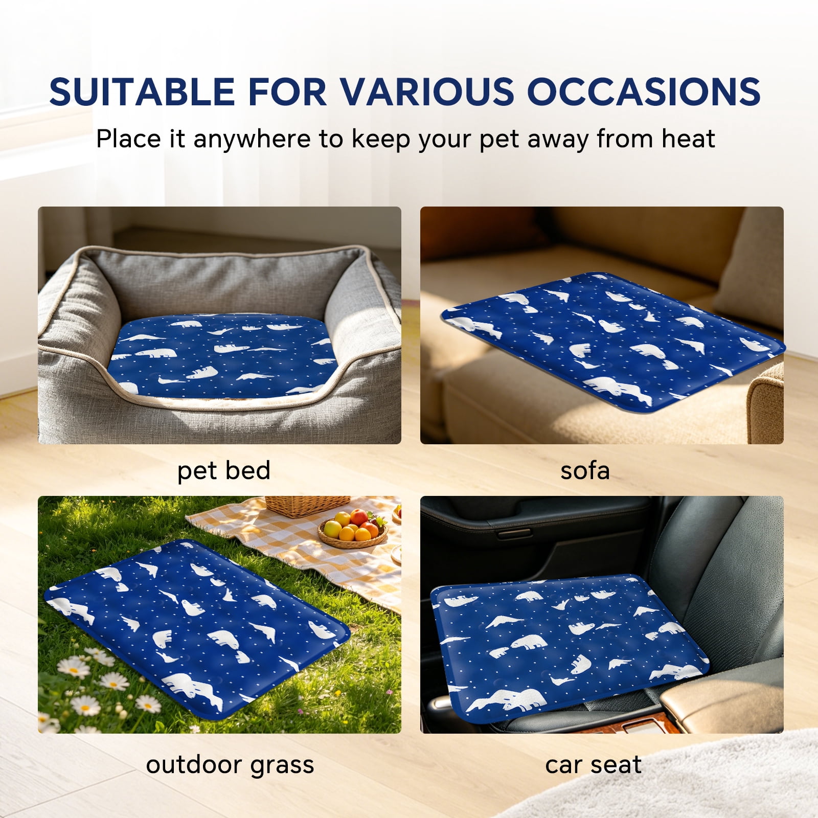 Pet Cooling Mat, Instant Cool Gel Pad for Dogs & Cats, Summer Instant Chill No Refrigeration, Portable Reusable Sleeping Bed (70*120cm/27.56*47.24in)