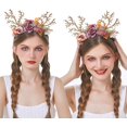 thumbnail image 2 of Diadema Reno Diadema Navidad Diadema de Flores de Cuerno de Ciervo Diadema de Cuernos de Reno de Navidad Tocado de Pelo Accesorios para El Cabello para Mujeres Niña Regalo de Fiesta de Navidad, 2 of 5