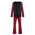 thumbnail image 4 of skpabo Men's Plaid Pajamas Sets Warehouse Mens 2 Piece Round Neck Pullover Patchwork Checked Long Sleeve Top & Checked Bottoms Pyjamas Nightwear Loungewear Sleepwear, 4 of 5