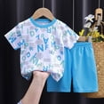 thumbnail image 2 of Xudanell Toddler Baby Boy Summer Clothes Short Sleeve Tops+Elastic Drawstring Plaid Shorts Dinosaur Print Outfit Set Size 4-5 Years, 2 of 4