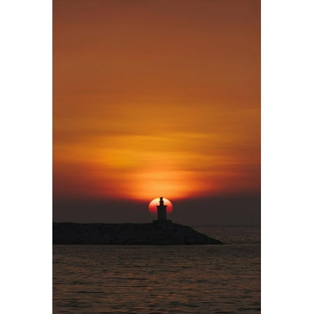 Sunset View of Lighthouse in Manila Bay, Manila, Philippines Print Wall Art By Keren