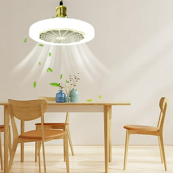 Peggybuy Ceiling Fan with Lights 2 Light Color Flush Mount Ceiling Fan 30W (White)
