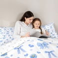 thumbnail image 4 of Manfei Blue Daisy Bowtie Twin Bedding Sets 7-Piece for Teens Girls,Kids Chic Flowers Bedding Comforter Set,Lightweight Room Decor, 4 of 7