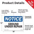 thumbnail image 2 of Ground Under Repair OSHA Notice Rigid Plastic Sign 18 Inch x 12 Inch - 10 Pack, 2 of 8