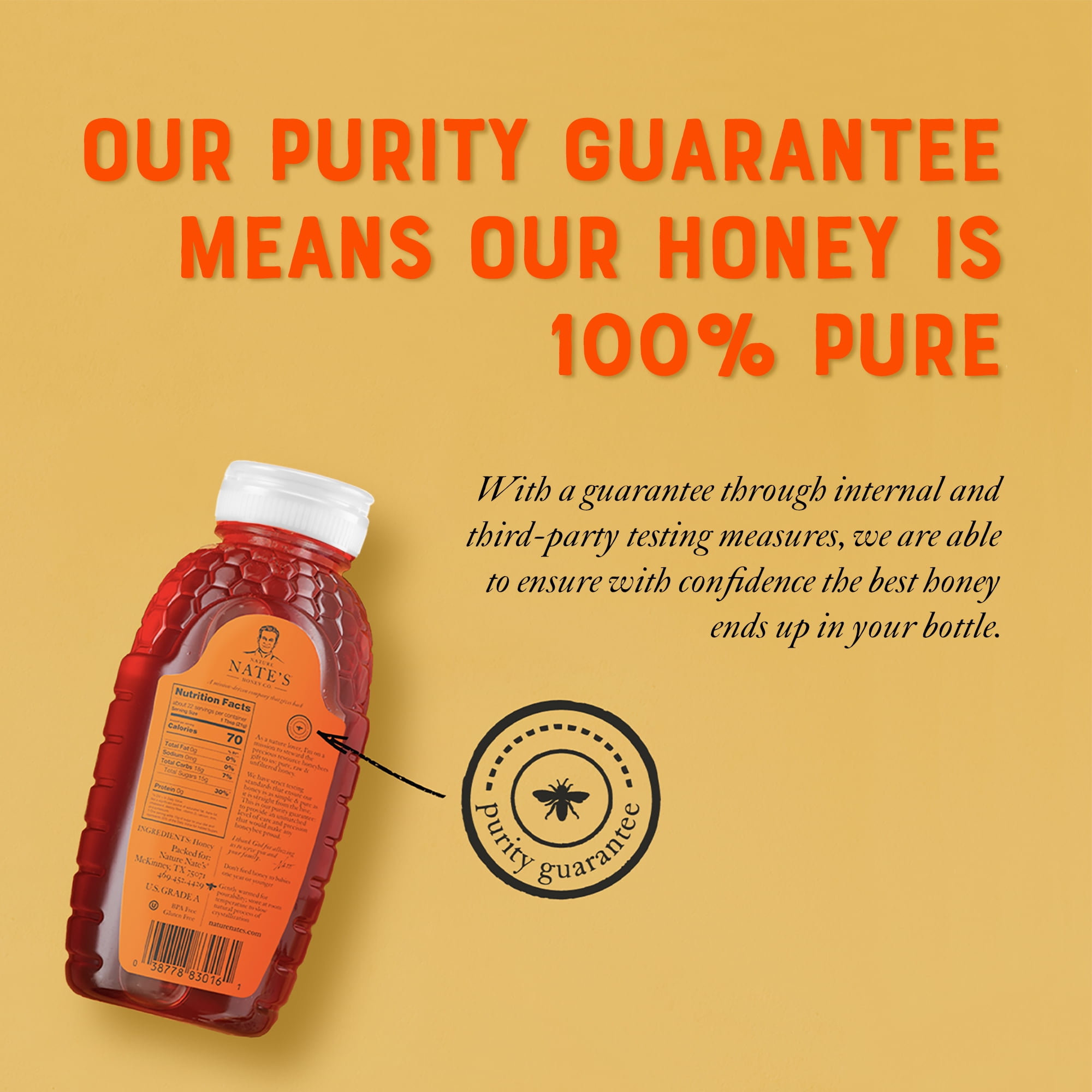 (2 pack) Nate's Texas Honey: 100% Pure, Raw and Unfiltered Honey - 16 fl oz Bottle