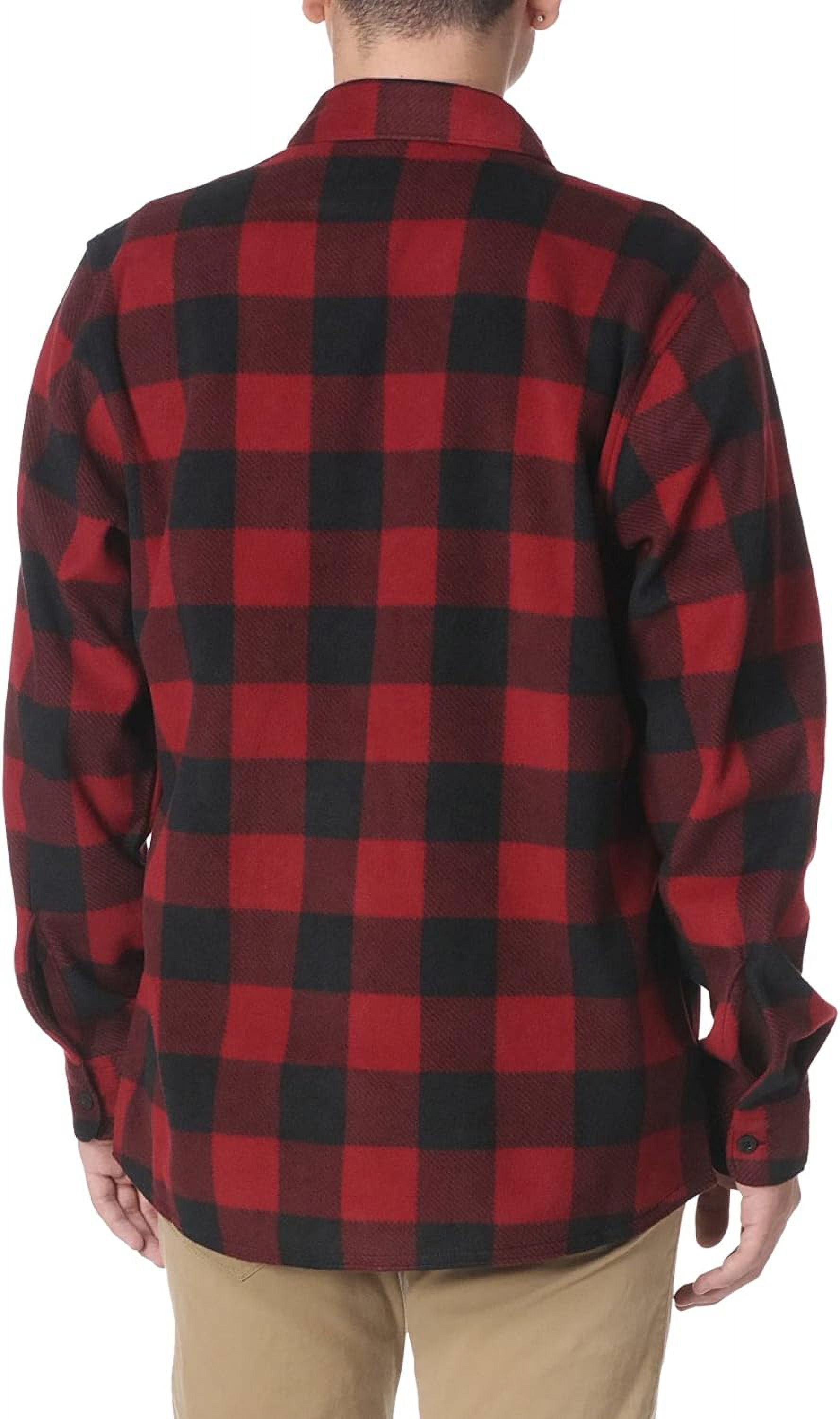 Wrangler Authentics Men's Long Sleeve Heavyweight Fleece Shirt Medium Red Buffalo  Plaid 