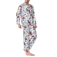 thumbnail image 2 of Salouo London Landmark2 Print Button-Front Long Sleeve Pajama Set for Men, Soft 2Pjs Men's Long Sleeve Sleepwear-XX-Large, 2 of 7