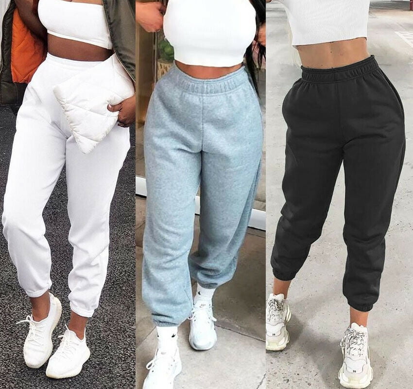 Womens Solid Oversized High Waist Joggers Pants Sweatpants Loose Active Jogging Tracksuit Bottoms Lightweight Soft Harem Pants Lounge Sports Trousers Sportswear with Pocket for Gym Dance