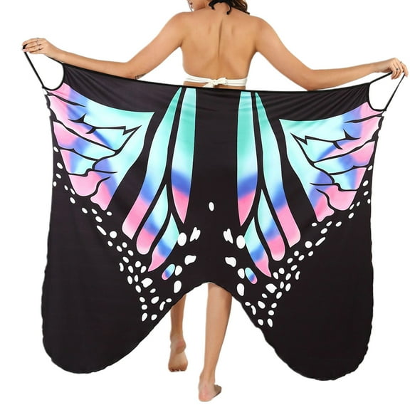 SIEYIO Women Bikini Cover Ups for Butterfly Wings Sexy V-Neck Beach Wrap Robe Sarong Dr