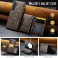 thumbnail image 4 of Detachable Wallet Compatible with Magsafe Wireless Charing for Samsung Galaxy S24 Case with Card Holder Magnetic Snap, RFID Blocking Kickstand 2 in 1 Shockproof Case for Samsung Galaxy S24, Coffee, 4 of 9
