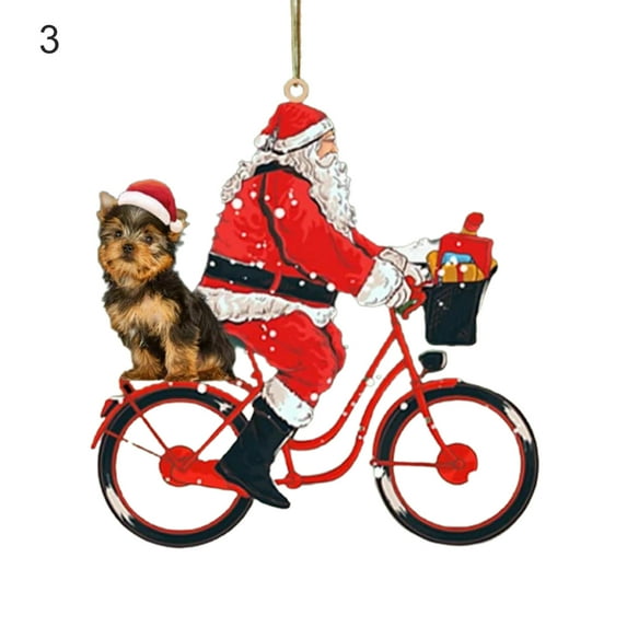 Creative Santa Cycling Shape Hanging Decor Christmas Style Handmade Acrylic Hanging Widget for Home