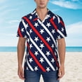 thumbnail image 4 of Daiia Patriotic Star Hawaiian Shirt for Men Gentle Cotton Regular Short Sleeve Casual-Medium, 4 of 9