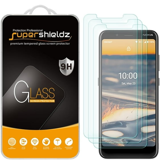 [3-Pack] Supershieldz for Nokia 2 V Tella / C2 Tava / C2 Tennen Tempered Glass Screen Protector, Anti-Scratch, Anti-Fingerprint, Bubble Free