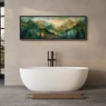 thumbnail image 5 of Large Framed Canvas Print Watercolor Misty Mountains - Green Forest LandscapeWall Art Decorative Ready to Hang Painting for Living room Bedroom 60x20 inches Black Frame, 5 of 9