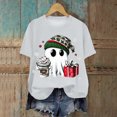 thumbnail image 2 of Towmus Christmas Shirts for Women Fashion Round Neck Short Sleeve Halloween Clothes Fall T-Shirts Graphic Holiday Tops, White, M, 2 of 6