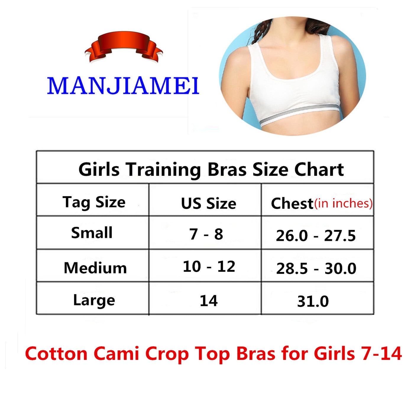 MANJIAMEI Puberty Growing Young Girls Soft Touch Cotton Training Bra with  Two Hooks White 34 Apparel - Compare prices