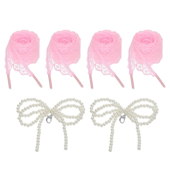 2 Pairs Flat Laces Shoelaces, 2.6CM Wide 120CM Length Lacy Shoe Laces, Pink