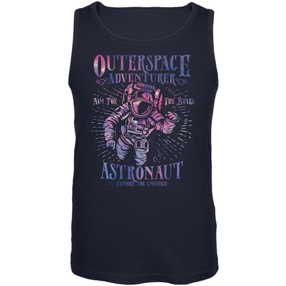 Outer Space Adventurer Astronaut Aim For The Stars Mens Tank Top Navy LG