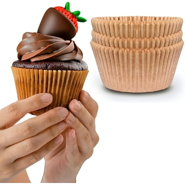Extra Large Muffin Liners - 50pcs Brown Jumbo Cupcake Liners, Unbleached Parchment Paper, Greaseproof Pan Liner Wrappers