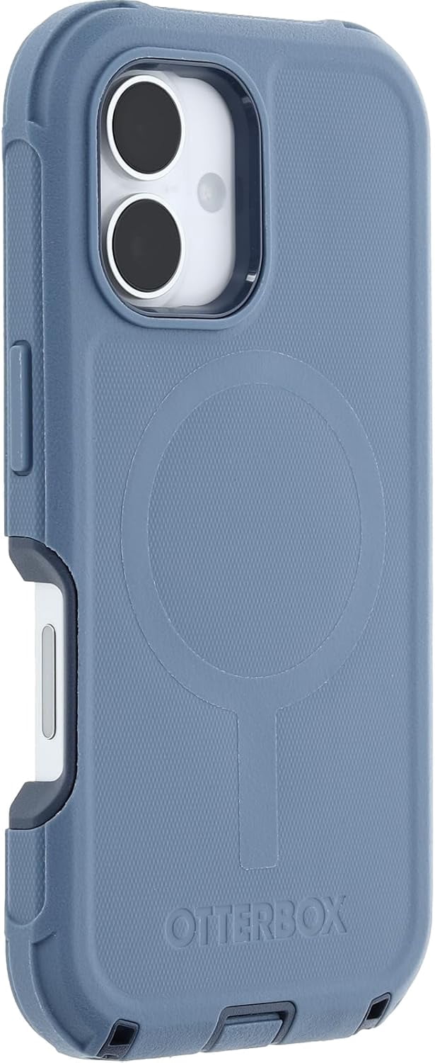 OtterBox iPhone 16 (Only) - Defender Series MagSafe Case - Baby Blue Jeans (Blue) - Holster Clip Included - Built-in Magnets - Screenless - Rugged & Durable - with Port Protection - Non-Retail Packag
