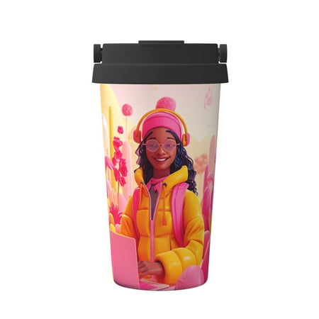 

Susaid Digital Nomad Pink Landscape Print Coffee Travel Mug Insulated Coffee Mug with Lid Leakproof Coffee Thermos Coffee Tumbler for Hot&Cold Drinks