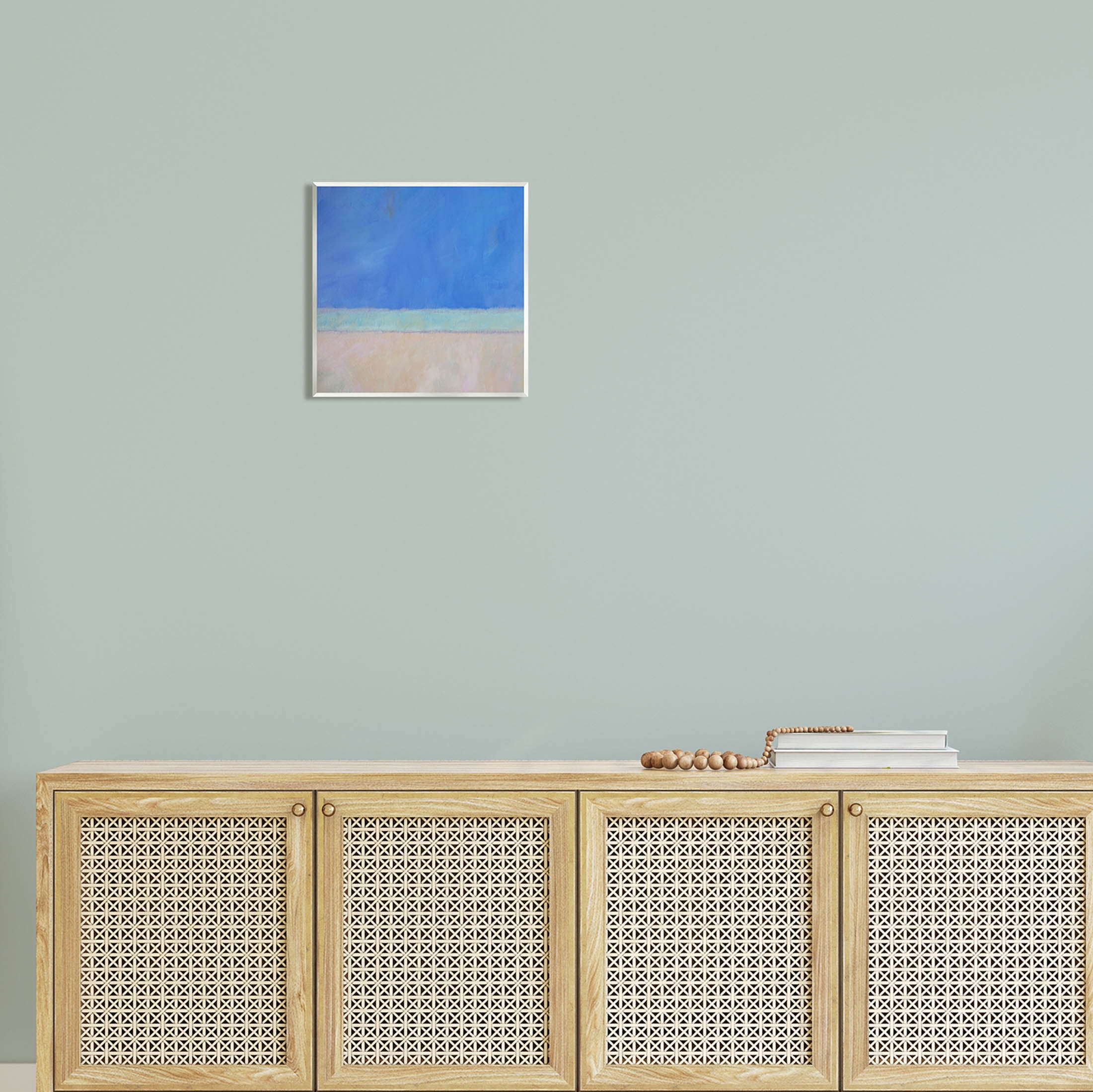 Stupell Industries Abstract Blocked Landscape Blue Stripe Painting Unframed Art Print Wall Art, Design by Carol Young