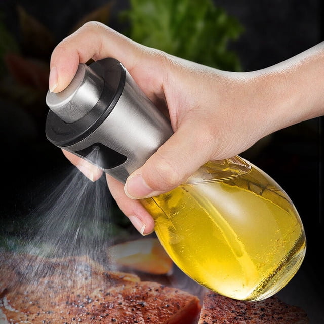 Botella pulverizadora de aceite, pulverizador de aceite de oliva de 200 ml con dispensador de acero inoxidable a prueba de fugas, botella de aceite de vidrio para barbacoa/cocina/ensalada JAMW Sencillez