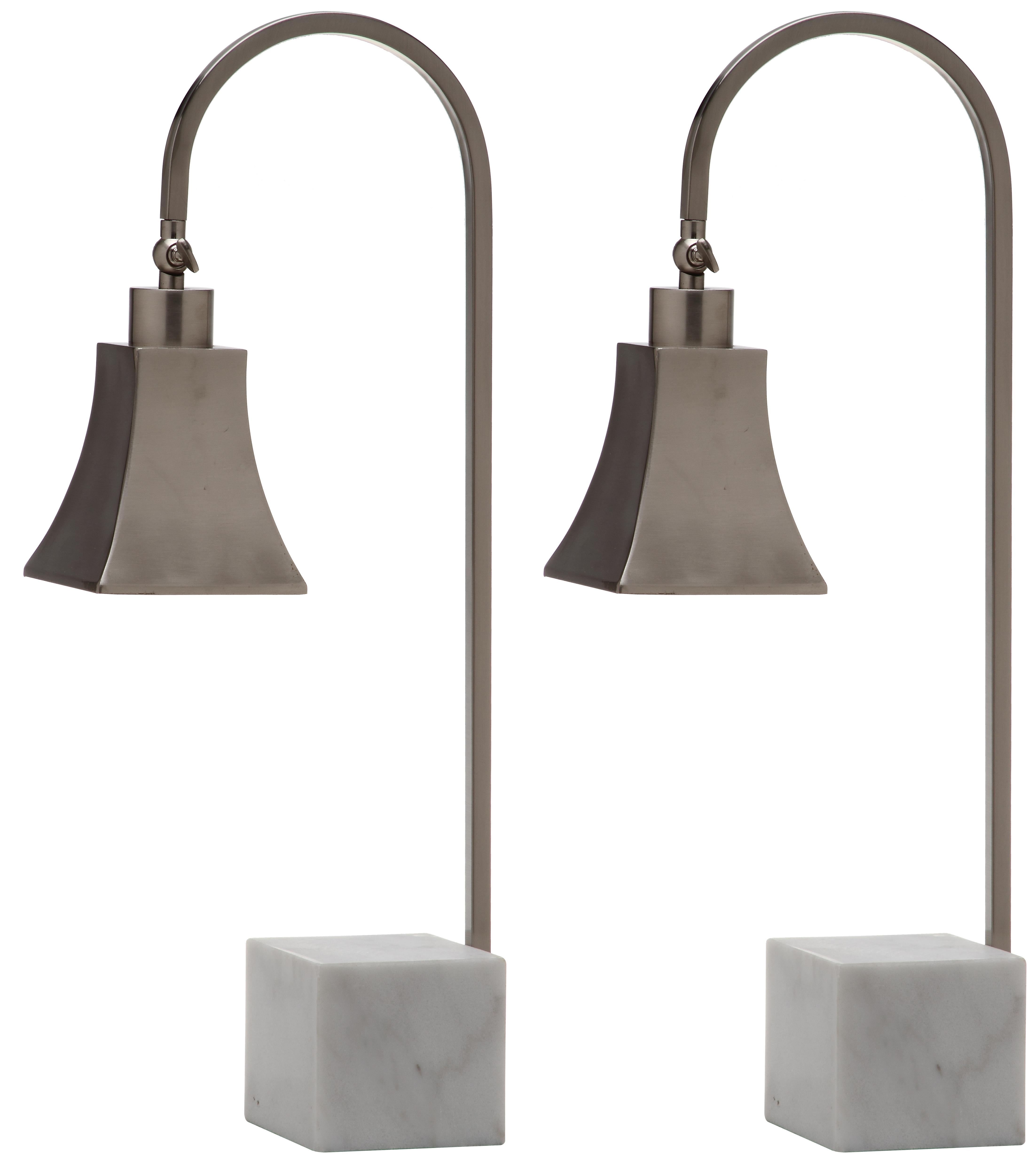 Safavieh Charley 26 in. H Curved Desk Lamp, Marble Base, Set of 2