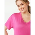 thumbnail image 5 of Joyspun Women's V-Neck Sleep T-Shirt, Sizes S to 3X, 5 of 6