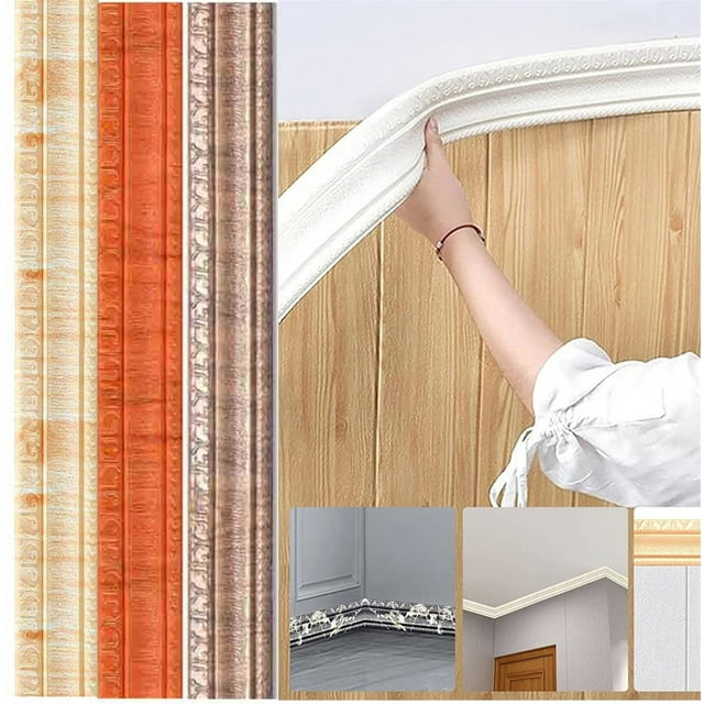 Xihbxyly Moldura de Pared Autoadhesiva, Borde Flexible de Espuma de Pvc, Fácil de Despegar y Pegar, Decoración Multifuncional para El Hogar, Sala de Estar, Dormitorio, Cocina, Tamaño 230 X 8 Cm.