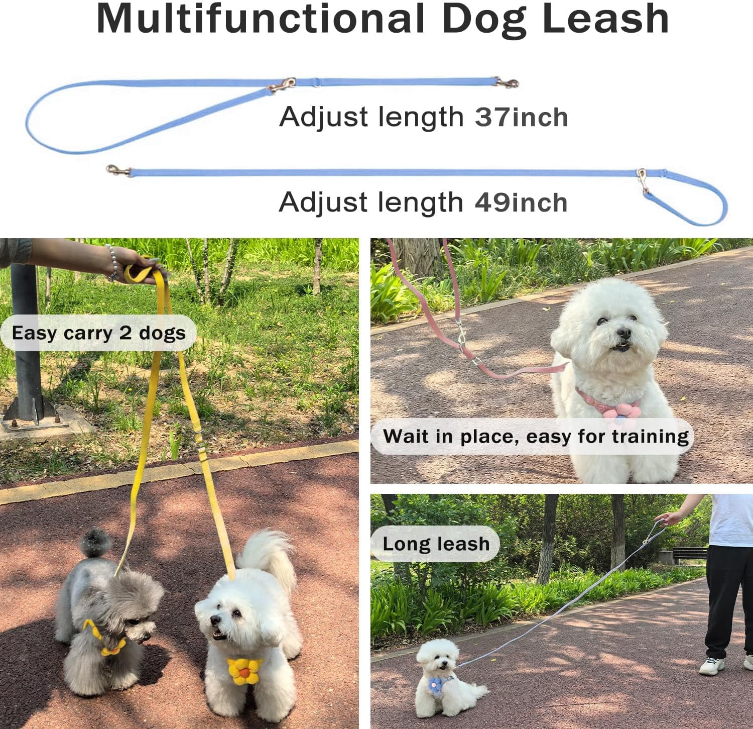 No Pull Dog Harness and Leash Set for Small Sized Dog Training; Puppy Harnesses with Multifunction Dog Leash, Soft Adjustable No Choke Escape Proof Pet Harness for Small and Medium Dog (Blue XXS)