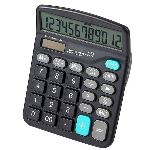 Calculadora básica de doble potencia de 12 dígitos Calculadora de escritorio portátil con pantalla LCD grande Botón sensible grande