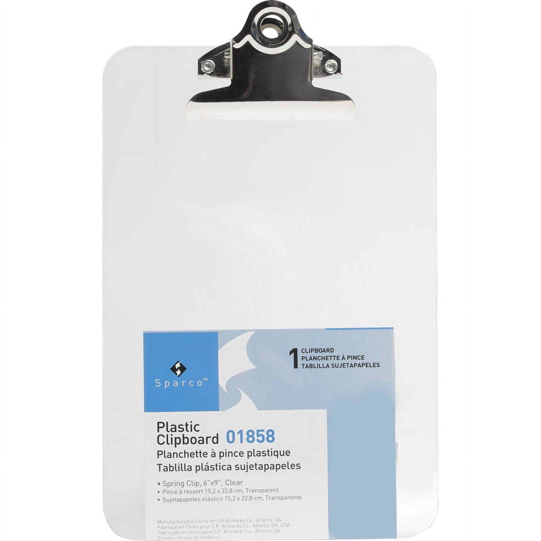 Business Source Compact Plastic Clipboard - Spring Clip - Plastic - Clear - 12 / Box