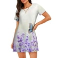 thumbnail image 1 of Disketp Lavender and Butterfly para Camisón Corto de Manga Corta para Mujeres, Camisón Cómodo con Escote Redondo, Bonito y Confortable, 1 of 6