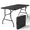 Black, variant on WASUHE 5 Foot Rectangle folding table, Fold-in-Half Portable Plastic Picnic Foldable Table with Carry Handle, Indoor Outdoor Use for Camping, Parties, BBQs, Events, Black