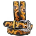 thumbnail image 2 of 39-40  Men's 1-1/2" Wide Tan Leather Floral Tooled Casual Jean Belt 26FK18, 2 of 3