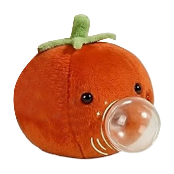 Plush Vegetable Toy, Squeezy Bubble Blowing Stuffed Pumpkin, 1 Pack Soft Fuzzy Farm Themed 4.0 inch Small Interactive Sensory Play Gift for Kids Toddlers Holiday Party Favors Home Desk Decor