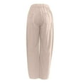 thumbnail image 5 of Women's Corduroy Pants Barrel Mid-Rise Elastic Waist Cord Pants Casual Wide Leg Baggy Trouser with Pockets Beige M, 5 of 5