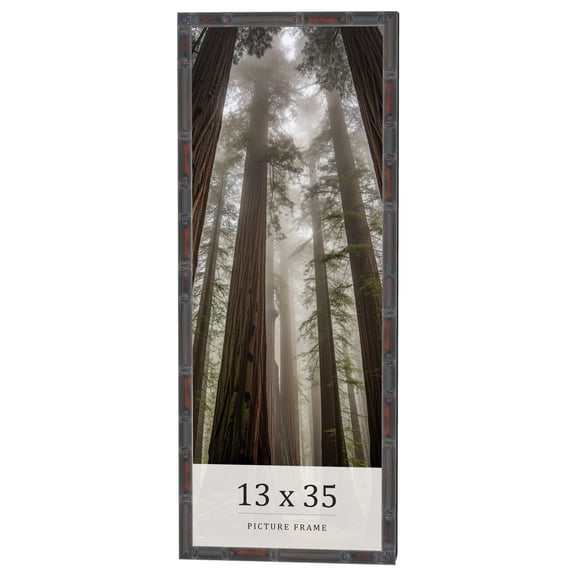 13x35 Frame Brown Bamboo with Dark Coffee/Walnut Finish | Solid Wood Picture Frame Width 0.75