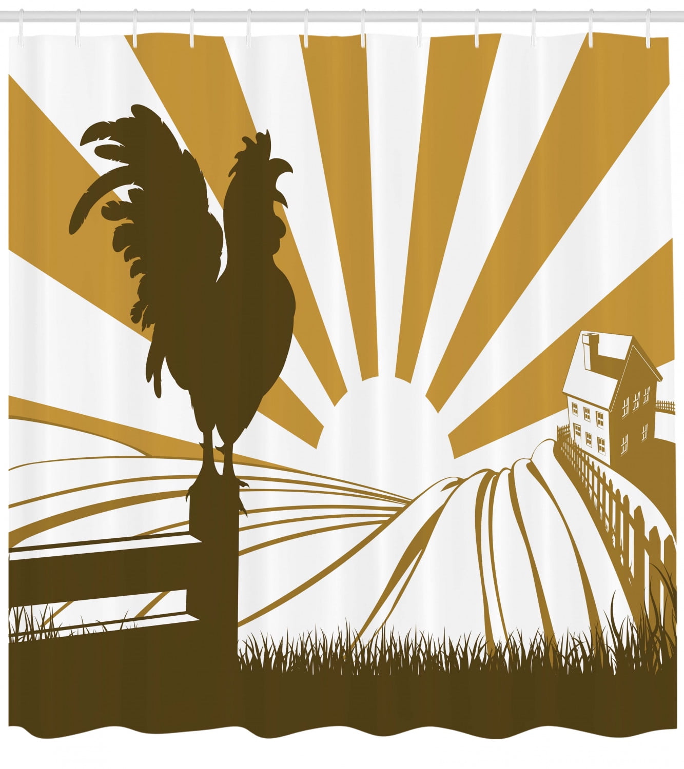 Farmhouse Animals Rooster Shower Curtain Vintage Wood Shower Curtain with Hooks